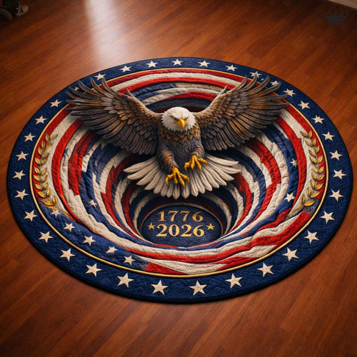 Eagle America 250 Years 1776 2026 Quilted Round Mat July 4 Decor Gift For Patriots