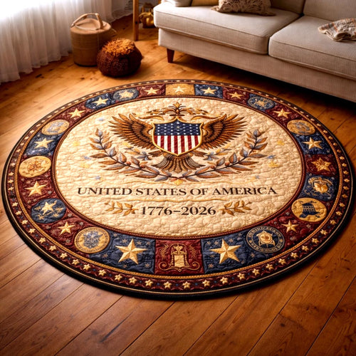 USA 250Th Anniversary Quilted Round Mat 4Th Of July House Decor Best Patriotic Gifts