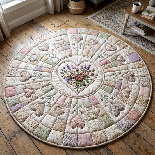 Cottagecore Floral Heart Quilted Round Mat Farmhouse Home Decor Best Mothers Day Gifts