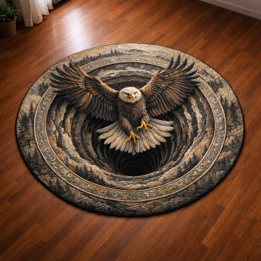 Majestic Bald Eagle Quilted Round Mat Home Decor Collection Patriotic Eagle Gifts For Him