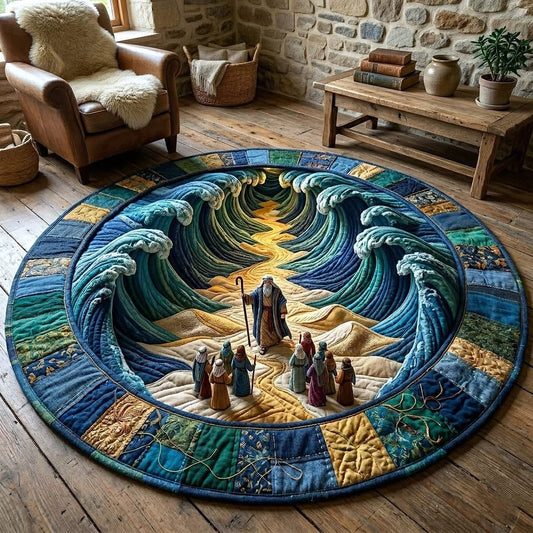 Passover Heritage Quilted Round Mat Moses Biblical Story Circle Rugs Religious Gift Ideas - Printvoro