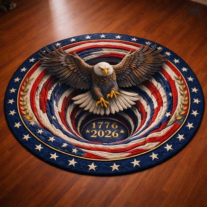 Eagle Freedom Quilted Round Mat Patriotic Circle Rugs 4th Of July Home Decor Gifts - Printvoro