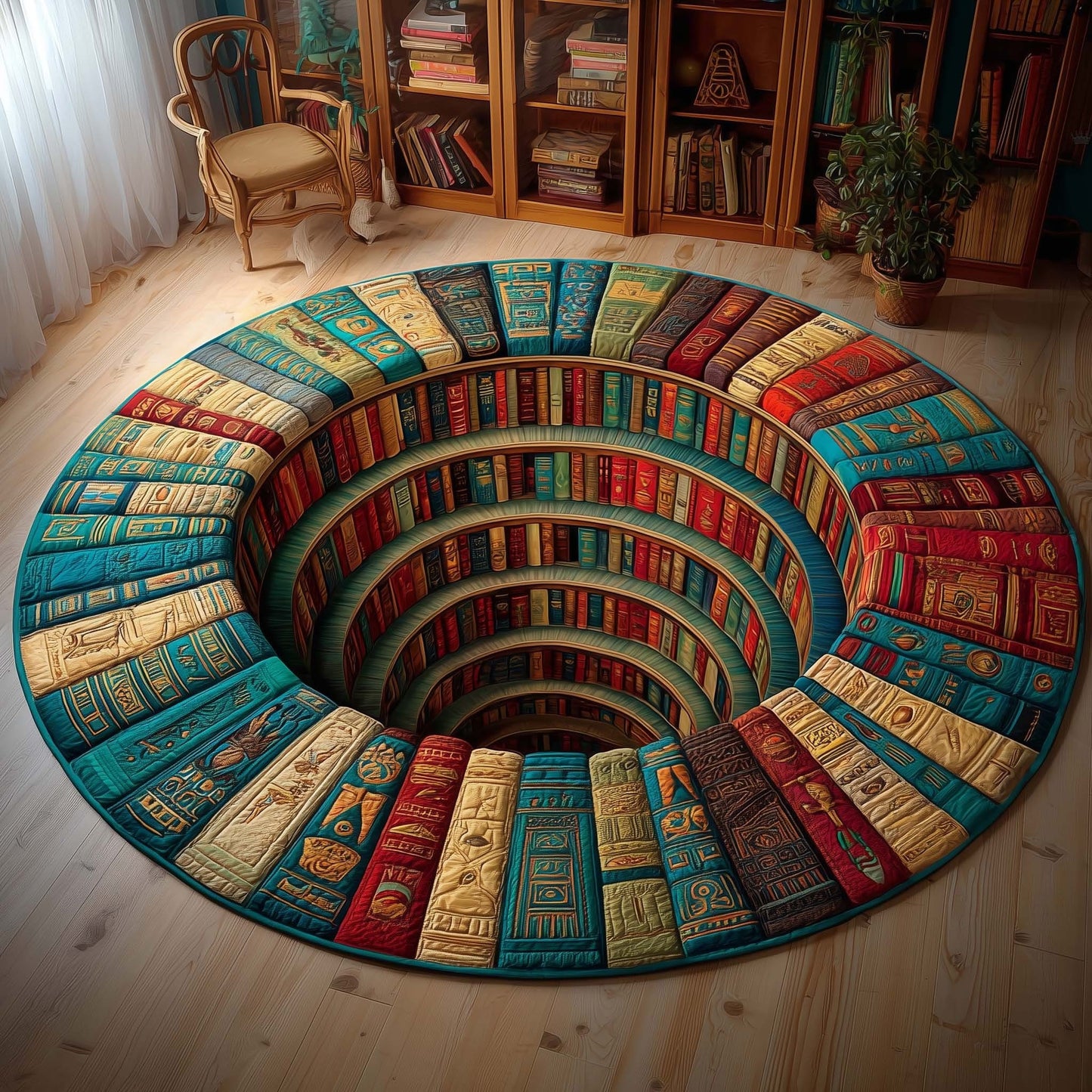 Ancient Spiral Quilted Round Mat Book Lover Circle Rugs Good Gifts For Mom Birthday - Printvoro