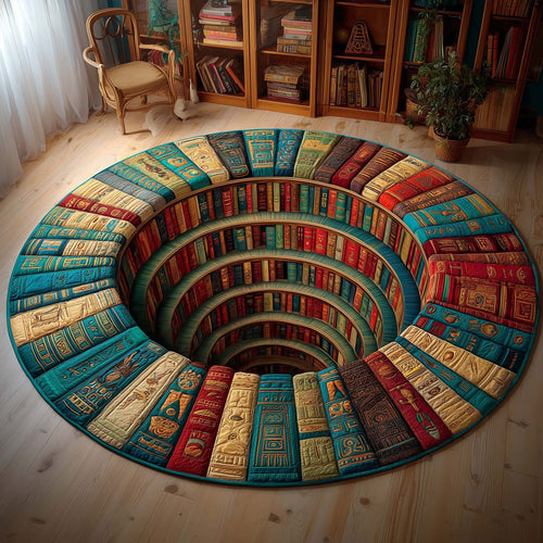 Ancient Spiral Quilted Round Mat Book Lover Circle Rugs Good Gifts For Mom Birthday - Printvoro
