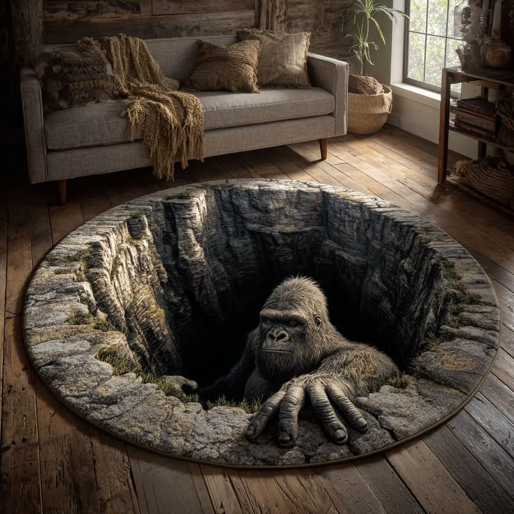 Bigfoot Gaze Quilted Round Mat Large Round Carpet Bigfoot Gifts Items To Buy - Printvoro